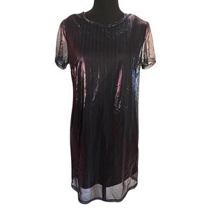 Forever 21 Multicolored Iridescent Sheer Dress Size S NWT